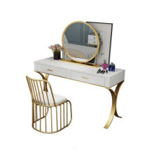 Nordic dressing table wrought iron solid wood simple makeup table with mirror